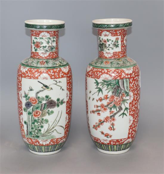 A pair of Chinese famille verte vases height 26cm